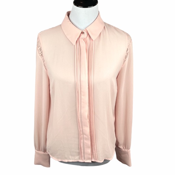 Chloe K Sheer Blouse, Light Peach, Large - Picture 1 of 12